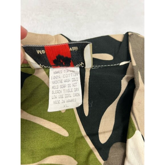 VTG Hawaii Station Mens Shirt Short Sleeve Green Colorful Floral Button Up Sz XL - Picture 9 of 10